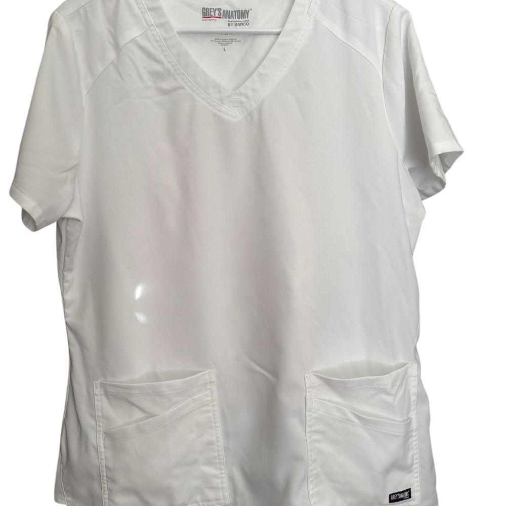 Grey's Anatomy Classic White Scrub Top & Bottom Set